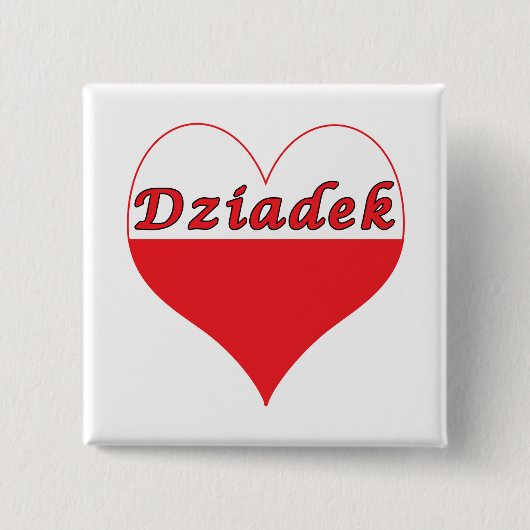 Dziadek Poland Heart Vierkante Button 5,1 Cm (Voorkant)