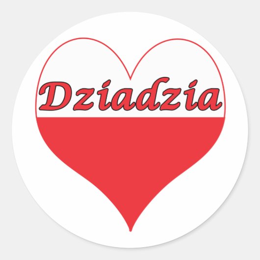 Dziadzia Poland Heart Ronde Sticker (Voorkant)
