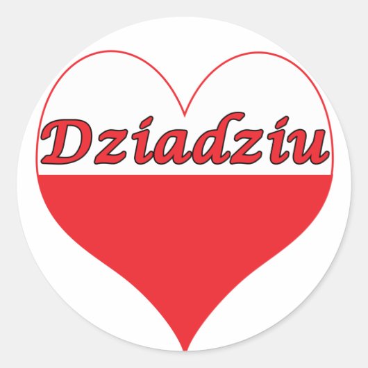 Dziadziu Poland Heart Ronde Sticker (Voorkant)