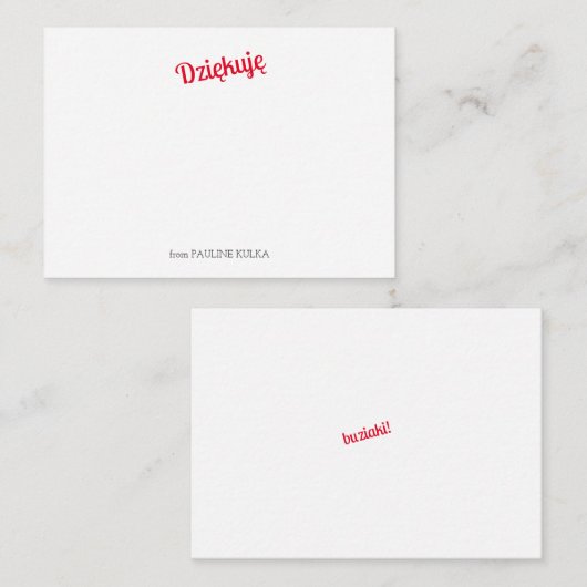 Dziękujęk Flat Note Kaart Notitiekaartje (Voorkant / Achterkant)
