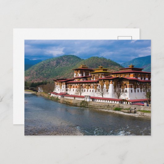 Dzong Building by River Briefkaart (Voorkant / Achterkant)