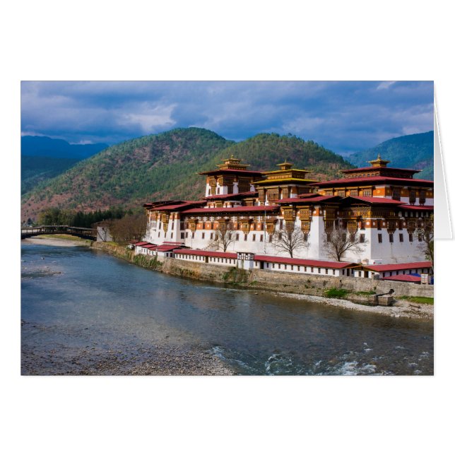 Dzong Gebouw Aan Rivier (Voorkant Horizontaal)
