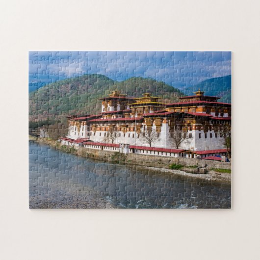 Dzong Gebouw Aan Rivier Legpuzzel (Horizontaal)