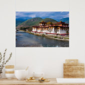 Dzong Gebouw Aan Rivier Poster (Keuken)