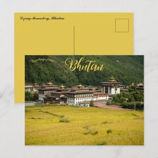 Dzong-klooster in Bhutan Briefkaart (Voorkant / Achterkant)