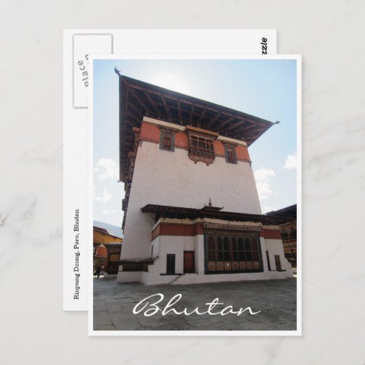 dzong tower bhutan briefkaart (Voorkant / Achterkant)