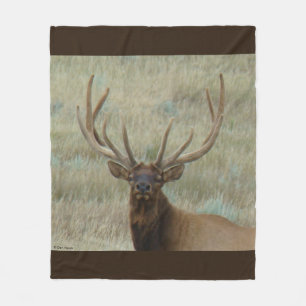 E10 Bull Elk in Fluwelen Kopschot Fleece Deken