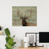 E10 Bull Elk in Fluwelen Kopschot Poster (Thuiskantoor)