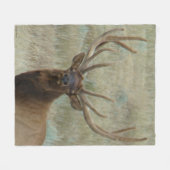 E10 Bull Elk in Velvet Head Shot Fleece Deken (Voorkant (Horizontaal))