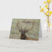 E10 Bull Elk in Velvet Head Shot Kaart (Gele Bloem)