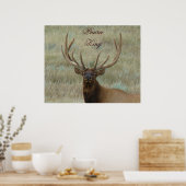 E10 Bull Elk in Velvet Head Shot Poster (Keuken)