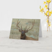 E10t Bull Elk in Velvet Head Shot Kaart (Gele Bloem)