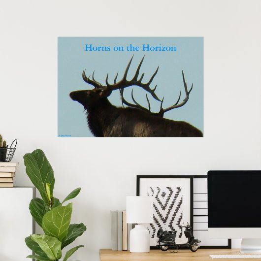 E11 Bull Elk Silhouette Head Shot Poster (Thuiskantoor)