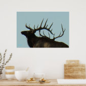 E11 Bull Elk Silhouette Head Shot Poster (Keuken)