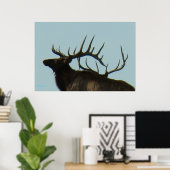 E11 Bull Elk Silhouette Head Shot Poster (Thuiskantoor)