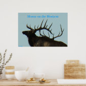 E11 Silhouet van een stierelandschaps hert kopscho Poster (Keuken)