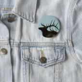 E11 Stier Eland Silhouet Kopschot Ronde Button 5,7 Cm (In situ)