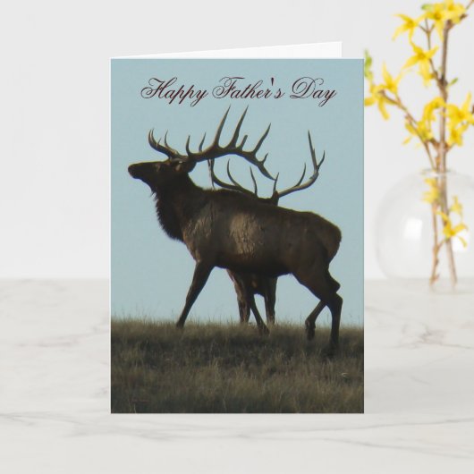 E14 Bull Elk Horns op het Horizon Silhouet Kaart (Gele Bloem)