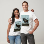 E14 Bull Elk Silhouette Horns op de Horizon T-shirt (Unisex)