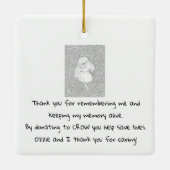 E14 KROUWDONATIE IN HET HUIS OP DE WEG VAN OZZIE KERAMISCH ORNAMENT (Achterkant)