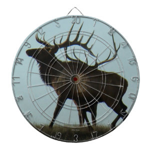 E14 Silhouet van een mannetjeselk met hoorns aan d Dartbord