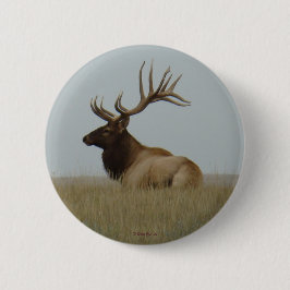 E15 Bull Elk Big Bull Laying Ronde Button 5,7 Cm
