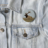 E15 Bull Elk Grote Stier Ligt Ronde Button 5,7 Cm (In situ)