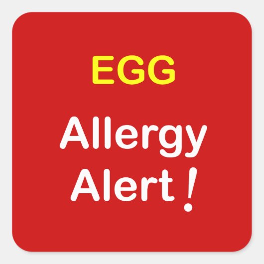 e1 - Allergie Alert - EIEREN. Vierkante Sticker (Voorkant)