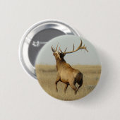 E23 Bull Elk Grass in Hoorns Ronde Button 5,7 Cm (Voorkant /achterkant)