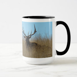 E26 Bull Elk Liggend in het Onkruid Mok