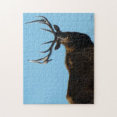E27 Wapiti Stier Tegen De Lucht Afgetekend Legpuzzel (Verticaal)