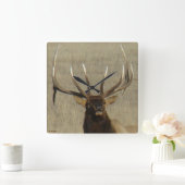 E29 Bull Elk Head Shot Vierkante Klok (Huis)