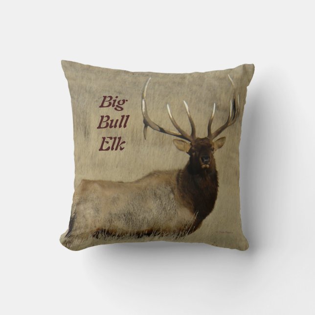 E30 Grote Bull Elk Stier Kussen (Voorkant)