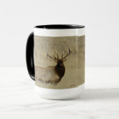 E30 mannetjeswapiti grote stier mok (Voorkant links)