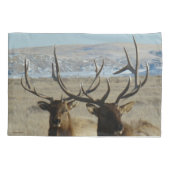 E45 Dubbelkopsfoto van Bull Elk Kussensloop (Achterkant)