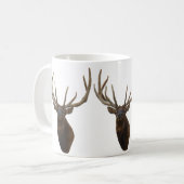 E48 Bull Elk hoofd in Velvet Koffiemok (Voorkant links)