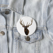 E48 Bull Elk hoofd in Velvet Ronde Button 7,6 Cm (In situ)