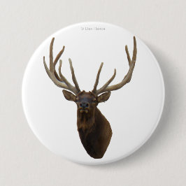 E48 Bull Elk hoofd in Velvet Ronde Button 7,6 Cm