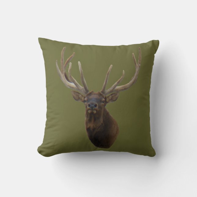 E48 Bull Elk Kop in Fluwelen Kussen (Voorkant)