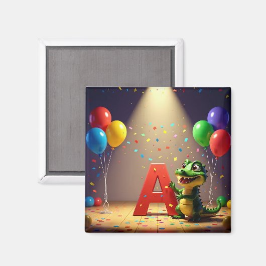 E4MA Kids Collection: Alligator Andy - Celebration Magneet (Voorkant / Achterkant)