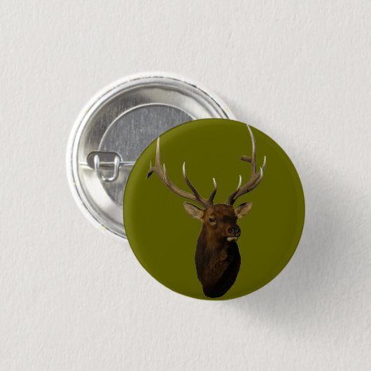E51 Bull Elk hoofd Ronde Button 3,2 Cm (Voorkant /achterkant)