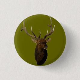 E51 Bull Elk hoofd Ronde Button 3,2 Cm