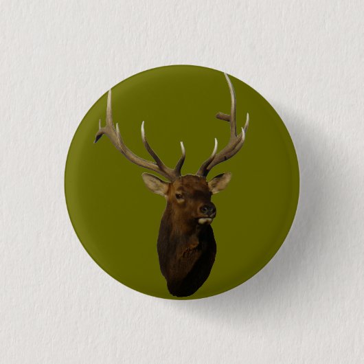 E51 Kop van Bull Elk Ronde Button 3,2 Cm (Voorkant)