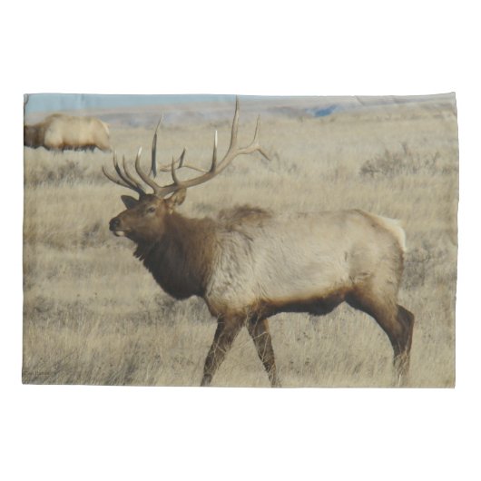 E55 Bull Elk Big Bull door de Hills Kussensloop (Achterkant)