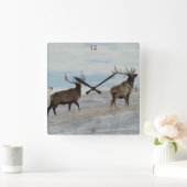 E57 Bull Elk Lucky 13 Bull Vierkante Klok (Huis)