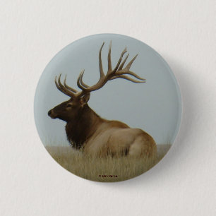 E5 Bull Elk Grote Stier Ronde Button 5,7 Cm