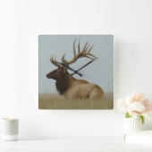 E5a Bull Elk Huge Bull Vierkante Klok (Huis)