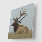 E5a Bull Elk Huge Bull Vierkante Klok (Hoek)
