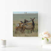 E61 Kow Elk en Calf Vierkante Klok (Huis)