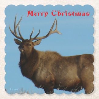 E62 Bull Elk en Blauwe Lucht Coaster Kartonnen Onderzetters